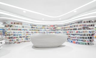 The counter at Zhongshu Bookstore, by Wutopia Lab, Xi'an