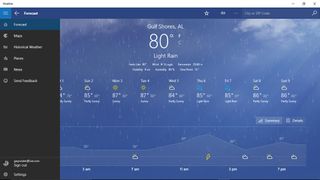 MSN Weather Menu