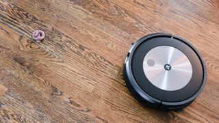 iRobot Roomba j7+ on hardwood floor