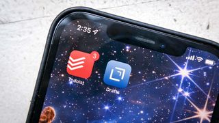 The Todoist and Drafts icon appear on an iPhone screen.