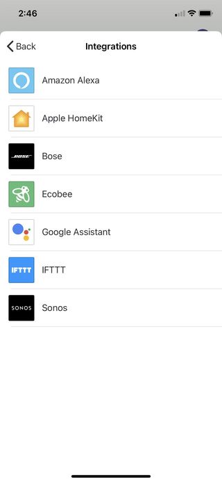 Abode Iota Integrations Screen