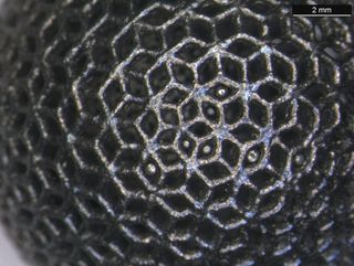 Close-Up of 3D-Printed Titanium Lattice Ball