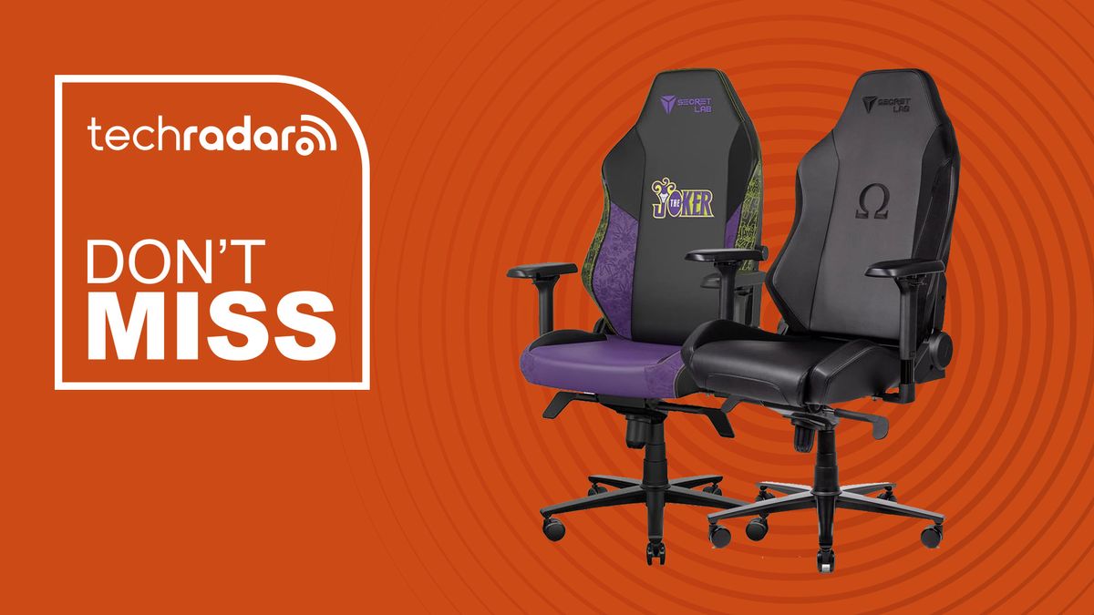 Secretlab gaming chairs on orange background