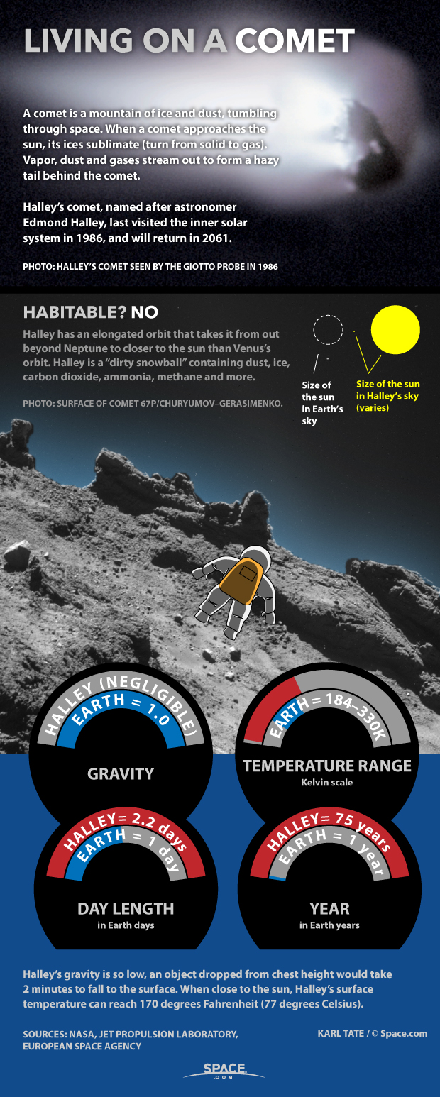 Chart shows conditions on Halley&#039;s Comet.