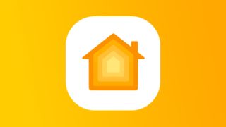 iOS Home app icon on a yellow and orange gradient background.