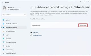 Reset network adapters