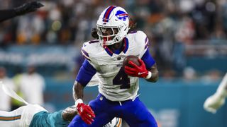 James Cook #4 of the Buffalo Bills runs the ball ahead of Buffalo Bills vs Jacksonville Jaguars live stream