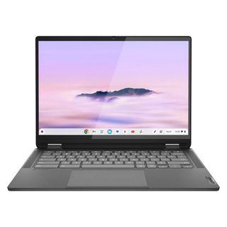 Lenovo IdeaPad Flex 5i Chromebook Plus open on a white background