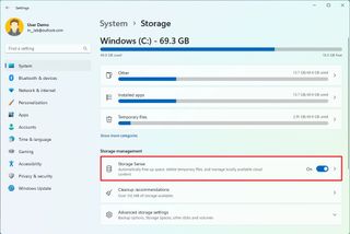 Open Storage Sense Settings