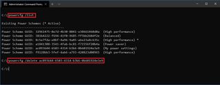 Command Prompt delete power scheme