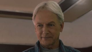 Mark Harmon's Leroy Gibbs standing in diner on his final episode of NCIS