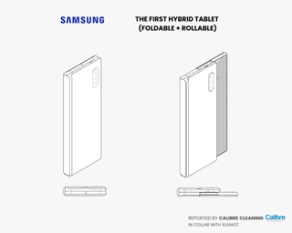 Patent illustration of a foldable and rollable tablet