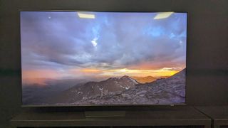 Samsung QN85D with mountains on screen