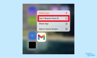 unlock an app by selecting don't require face id from a pop-up menu