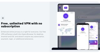 Screenshot of Opera free VPN website