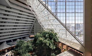 Interior view of the atrium at the Radisson Blu Resort in Sharjah. 