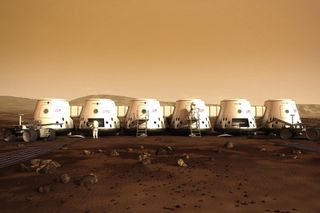 Rendered image of what the Mars One settlement will look like.