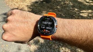 The main run activity data screen on the Samsung Galaxy Watch Ultra