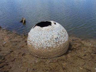 This tank from the space shuttle Columbia, which was destroyed during re-entry to Earth in 2003, was found in 2011 in east Texas.