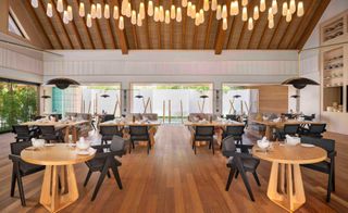 Dining area at the Waldorf Astoria in Maldives