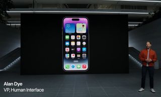 Apple VP of Human Interface Alan Dye showing off Dynamic Island
