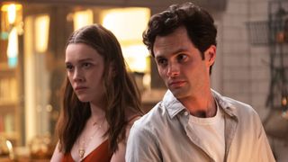 Victoria Pedretti and Penn Badgley star in You on Netflix