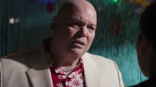 Vincent D'Onofrio's Kingpin wearing Hawaiian shirt in Hawkeye series