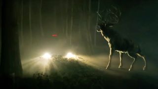 The titular deer attacks a car in "Bambi: The Reckoning." 