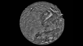 Uranus moon Miranda photo taken by Voyager mission