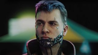 A realisticly rendered cyberpunk face in Unreal Engine 5