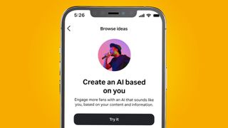 An iPhone showing the Meta AI Studio on a yellow background