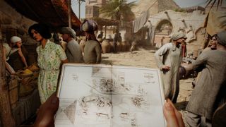 A first person view of Indiana's journal in Indiana Jones and the Great Circle