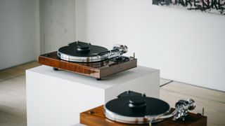 A pair of Pro-Ject Xtension 9 decks on plinths