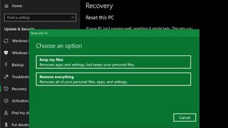 Recovery screen on Windows PC