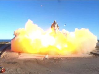 SpaceX's Starship SN8 prototype launches on its first high-altitude test flight from Boca Chica, Texas on Dec. 9, 2020.