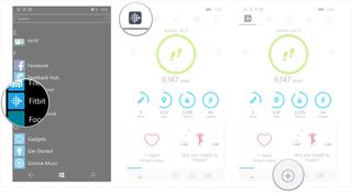 Launch Fitbit, tap the dashboard tab, and tap the quick actions button.