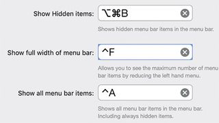 Set shortcuts for controlling Bartender using the keyboard in the Hot Keys tab of the app’s preferences.