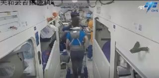 Shenzhou 13 astronaut Wang Yaping gets an orbital workout with the treadmill aboard China&#039;s Tianhe core module. 