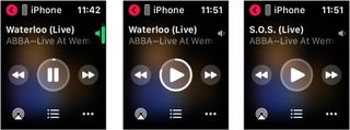 To use the playback controls on Apple Watch, start playing music on iPhone, then press the Digital Crown, tap the Music app, tap Now Playing. Control Music.