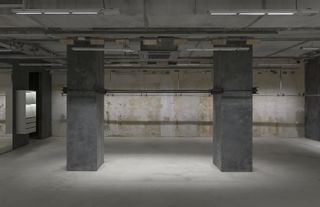 Concrete interior of Balenciaga store