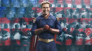 Homelander smiles as he clasps his hands in front of some armed US soldiers in The Boys season 4, which precedes The Boys season 5