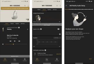 Screenshots for Sony WH-1000XM5 in Headphones Connect app.