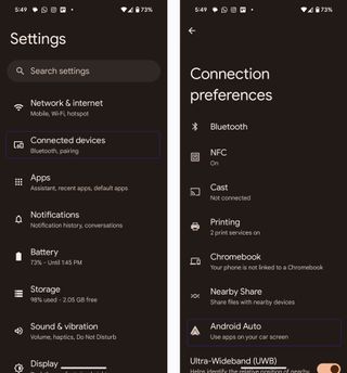 Screenshots showing initial setup for Routines in Android Auto.