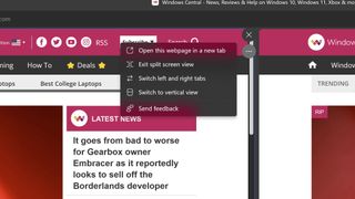 Microsoft Edge vertical split screen