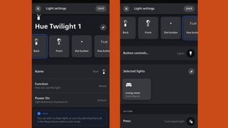 Screenshots of the Philips Hue Twilight app interface