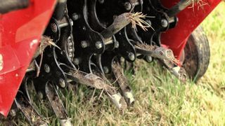 A close up of a mechanical aerator