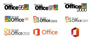 Microsoft office branding styles over the years.