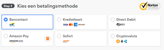 NordVPN ondersteunt een breed scala aan betalingsmethoden, waaronder Bancontact, kredietkaarten, AmazonPay en zelfs cryptomunten als Bitcoin.