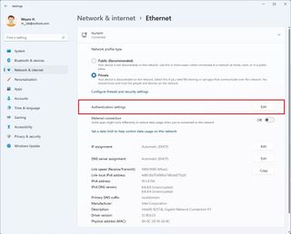 Ethernet Authentication Settings