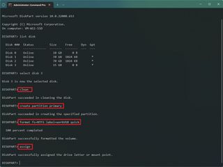 DiskPart format USB drive on Windows 11